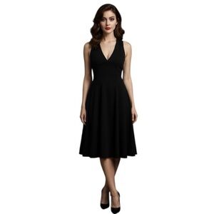 Metrostyle Black V-Neck Romantic Whimsigoth Fairy Back Zip Dress Size 14